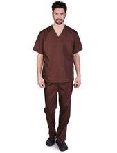 Load image into Gallery viewer, Natural Uniforms Men's Scrub Set Medical Scrub Top and Pants Chocolate