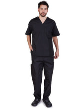 Load image into Gallery viewer, Natural Uniforms Men's Scrub Set Medical Scrub Top and Pants Black