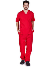 Load image into Gallery viewer, Natural Uniforms Men's Scrub Set Medical Scrub Top and Pants Red