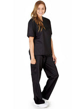 Load image into Gallery viewer, M&M SCRUBS Women Set Medical Top and Pants. Run Large Black