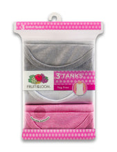 Load image into Gallery viewer, Fruit of the loom girl's assorted tank top 3 pack Assorted