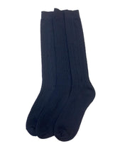 Load image into Gallery viewer, SockGuy Girls' 3 pack Knee High Cable Socks Navy