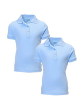 Load image into Gallery viewer, French Toast Girl's Uniform Polo 2 Pack Short Sleeve Interlock Light Blue