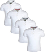 Load image into Gallery viewer, French Toast Girl's Uniform Polo 4 Pack Short Sleeve Interlock White/White