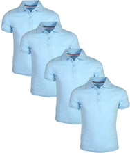 Load image into Gallery viewer, French Toast Girl's Uniform Polo 4 Pack Short Sleeve Interlock Light Blue/Light Blue