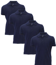 Load image into Gallery viewer, French Toast Girl's Uniform Polo 4 Pack Short Sleeve Interlock Navy/Navy