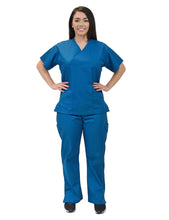 Load image into Gallery viewer, Lizzy-B Collection Women's 6 pocket Fashion Set (Mock wrap top with cargo pant) Caribbean