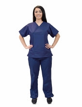 Load image into Gallery viewer, Lizzy-B Collection Women's 6 pocket Fashion Set (Mock wrap top with cargo pant) Navy