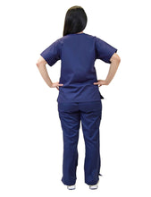 Load image into Gallery viewer, Lizzy-B Collection Women's 6 pocket Fashion Set (Mock wrap top with cargo pant) Navy