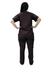 Load image into Gallery viewer, Lizzy-B Collection Women's 6 pocket Fashion Set (Mock wrap top with cargo pant) Black