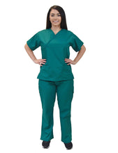 Load image into Gallery viewer, Lizzy-B Collection Women's 6 pocket Fashion Set (Mock wrap top with cargo pant) Hunter