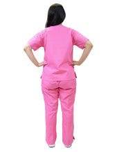 Load image into Gallery viewer, Lizzy-B Collection Women's 6 pocket Fashion Set (Mock wrap top with cargo pant) Hot Pink