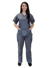 Load image into Gallery viewer, Lizzy-B Collection Women's 6 pocket Fashion Set (Mock wrap top with cargo pant) Grey