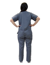 Load image into Gallery viewer, Lizzy-B Collection Women's 6 pocket Fashion Set (Mock wrap top with cargo pant) Grey