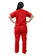 Load image into Gallery viewer, Lizzy-B Collection Women's 6 pocket Fashion Set (Mock wrap top with cargo pant) Red