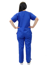 Load image into Gallery viewer, Lizzy-B Collection Women's 6 pocket Fashion Set (Mock wrap top with cargo pant) Royal