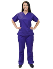 Load image into Gallery viewer, Lizzy-B Collection Women's 6 pocket Fashion Set (Mock wrap top with cargo pant) Purple