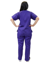 Load image into Gallery viewer, Lizzy-B Collection Women's 6 pocket Fashion Set (Mock wrap top with cargo pant) Purple