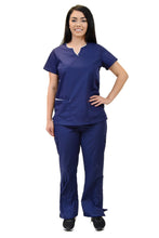 Load image into Gallery viewer, Lizzy-B Collection Women's 6 Pocket Fashion Set (Asiana top with Cargo Pant) Navy White