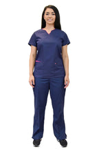 Load image into Gallery viewer, Lizzy-B Collection Women's 6 Pocket Fashion Set (Asiana top with Cargo Pant) Navy Fuschia