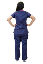Load image into Gallery viewer, Lizzy-B Collection Women's 6 Pocket Fashion Set (Asiana top with Cargo Pant) Navy Fuschia