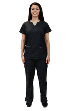 Load image into Gallery viewer, Lizzy-B Collection Women's 6 Pocket Fashion Set (Asiana top with Cargo Pant) Black White