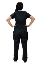 Load image into Gallery viewer, Lizzy-B Collection Women's 6 Pocket Fashion Set (Asiana top with Cargo Pant) Black White