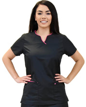 Load image into Gallery viewer, Lizzy-B Collection Women's 6 Pocket Fashion Set (Asiana top with Cargo Pant) Black Fuschia