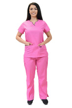 Load image into Gallery viewer, Lizzy-B Collection Women's 6 Pocket Fashion Set (Asiana top with Cargo Pant) Hot Pink Black