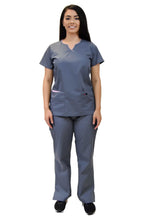 Load image into Gallery viewer, Lizzy-B Collection Women's 6 Pocket Fashion Set (Asiana top with Cargo Pant) Grey Pink