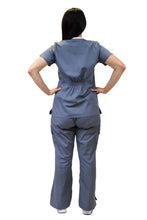 Load image into Gallery viewer, Lizzy-B Collection Women's 6 Pocket Fashion Set (Asiana top with Cargo Pant) Grey Pink