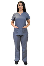 Load image into Gallery viewer, Lizzy-B Collection Women's 6 Pocket Fashion Set (Asiana top with Cargo Pant) Grey Pink