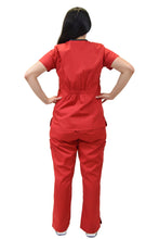 Load image into Gallery viewer, Lizzy-B Collection Women's 6 Pocket Fashion Set (Asiana top with Cargo Pant) Red Black