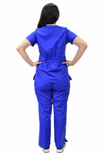 Load image into Gallery viewer, Lizzy-B Collection Women's 6 Pocket Fashion Set (Asiana top with Cargo Pant) Royal White