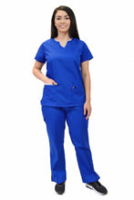 Load image into Gallery viewer, Lizzy-B Collection Women's 6 Pocket Fashion Set (Asiana top with Cargo Pant) Royal White