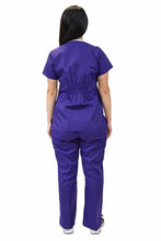 Load image into Gallery viewer, Lizzy-B Collection Women's 6 Pocket Fashion Set (Asiana top with Cargo Pant) Purple White