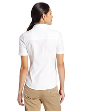 Load image into Gallery viewer, Lee Uniforms Junior's' Short-Sleeve Stretch Oxford Blouse White