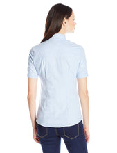 Load image into Gallery viewer, Lee Uniforms Junior's' Short-Sleeve Stretch Oxford Blouse Light Blue