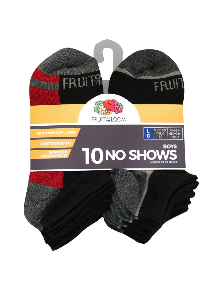 Fruit of the Loom Boys' Socks no show 10 pack – The Uniform Superstore