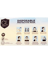 Load image into Gallery viewer, Disposable Protective Face Masks - 50 Pack - 3 layers - FDA approved Light Blue
