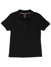 Load image into Gallery viewer, French Toast Girls' Short Sleeve Interlock Polo With Picot Collar Black