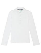 Load image into Gallery viewer, French Toast Girls&#39; Long Sleeve Interlock Polo With Picot Collar White
