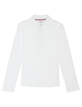 Load image into Gallery viewer, French Toast Girls' Long Sleeve Interlock Polo With Picot Collar White