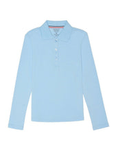 Load image into Gallery viewer, French Toast Girls' Long Sleeve Interlock Polo With Picot Collar Light Blue