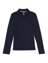 Load image into Gallery viewer, French Toast Girls&#39; Long Sleeve Interlock Polo With Picot Collar Navy
