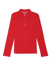 Load image into Gallery viewer, French Toast Girls' Long Sleeve Interlock Polo With Picot Collar Red