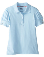 Load image into Gallery viewer, French Toast Girls&#39; Puff Sleeve Double Button Polo Light Blue
