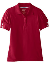 Load image into Gallery viewer, French Toast Girls&#39; Puff Sleeve Double Button Polo Burgundy
