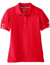 Load image into Gallery viewer, French Toast Girls' Puff Sleeve Double Button Polo Red