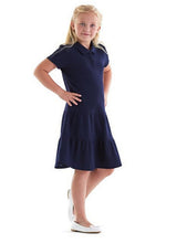 Load image into Gallery viewer, French Toast Girls&#39; Ruffled Pique Dress Navy
